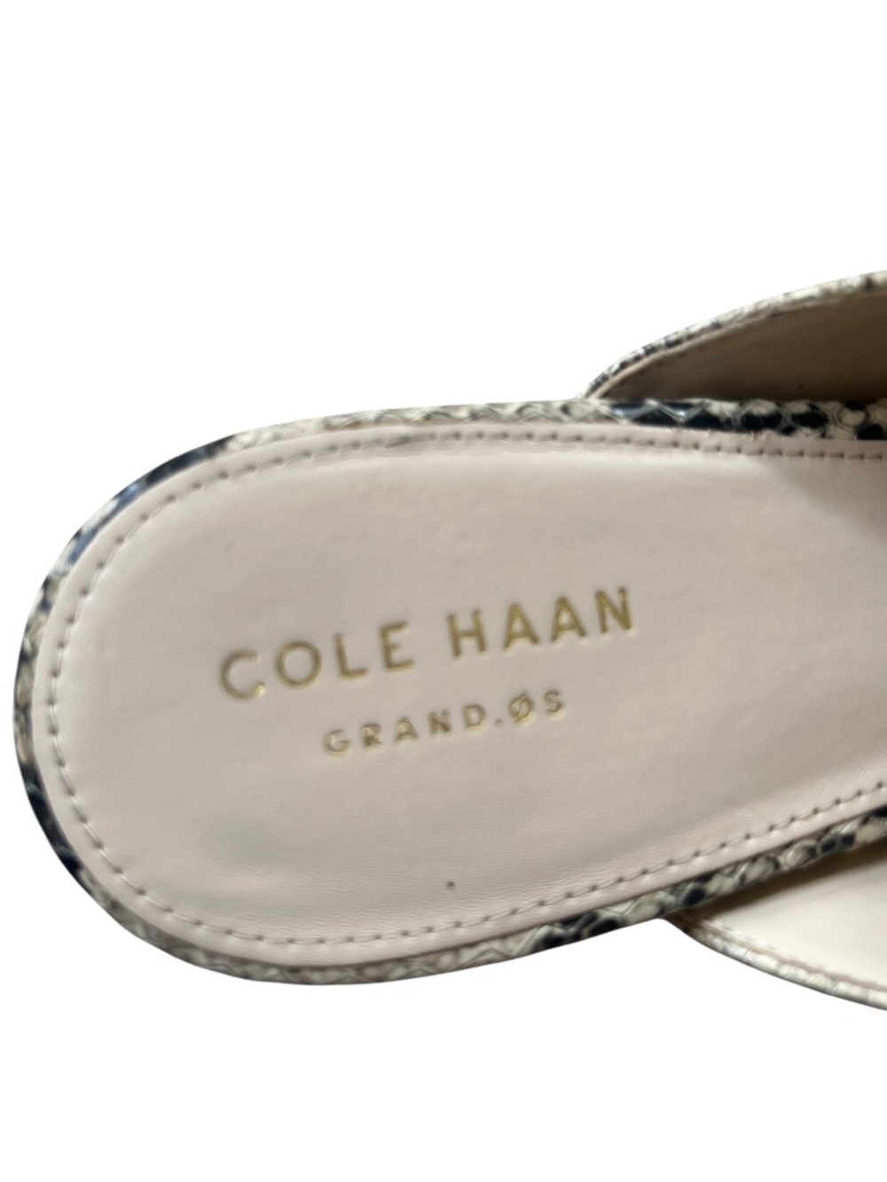 Cole Haan Piper Cream Roccia Snake Print Leather Slip-On Loafer Mules Flats SZ 8 - Picture 9 of 11